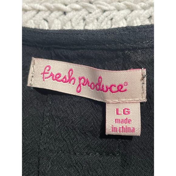 Fresh Produce Shirt Short Sleeve Crew Neck Tee Womens Large Black 22932 ASSAVLA - Picture 4 of 6